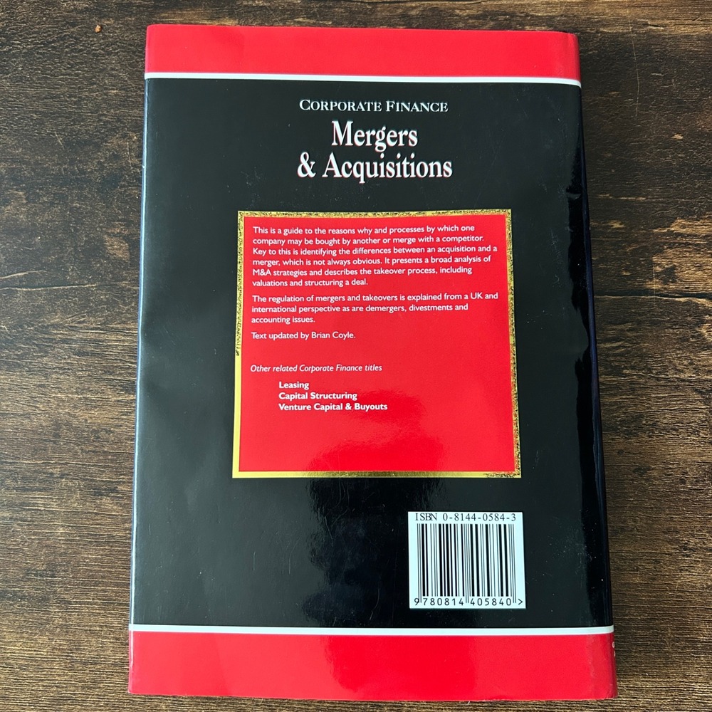 Glenlake Mergers & Acquisitions Book Brian Coyle Hardcover Finance Excellent M&A - Picture 4 of 4